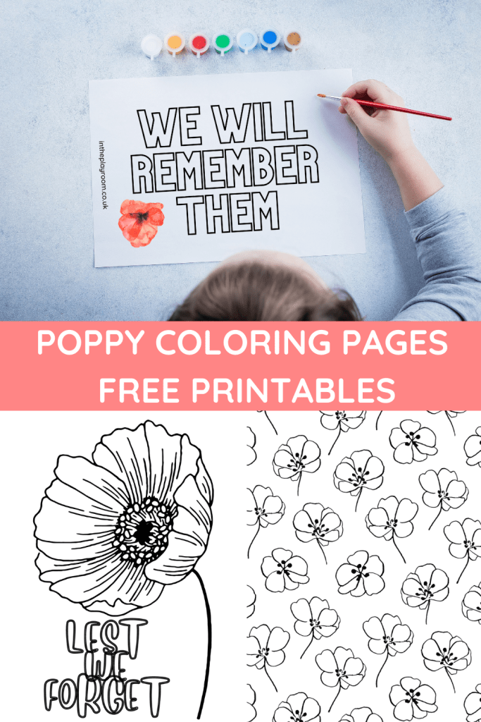 Poppy louring pages learning about remembrance day with children