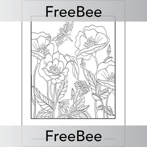 Free poppies colouring pages by