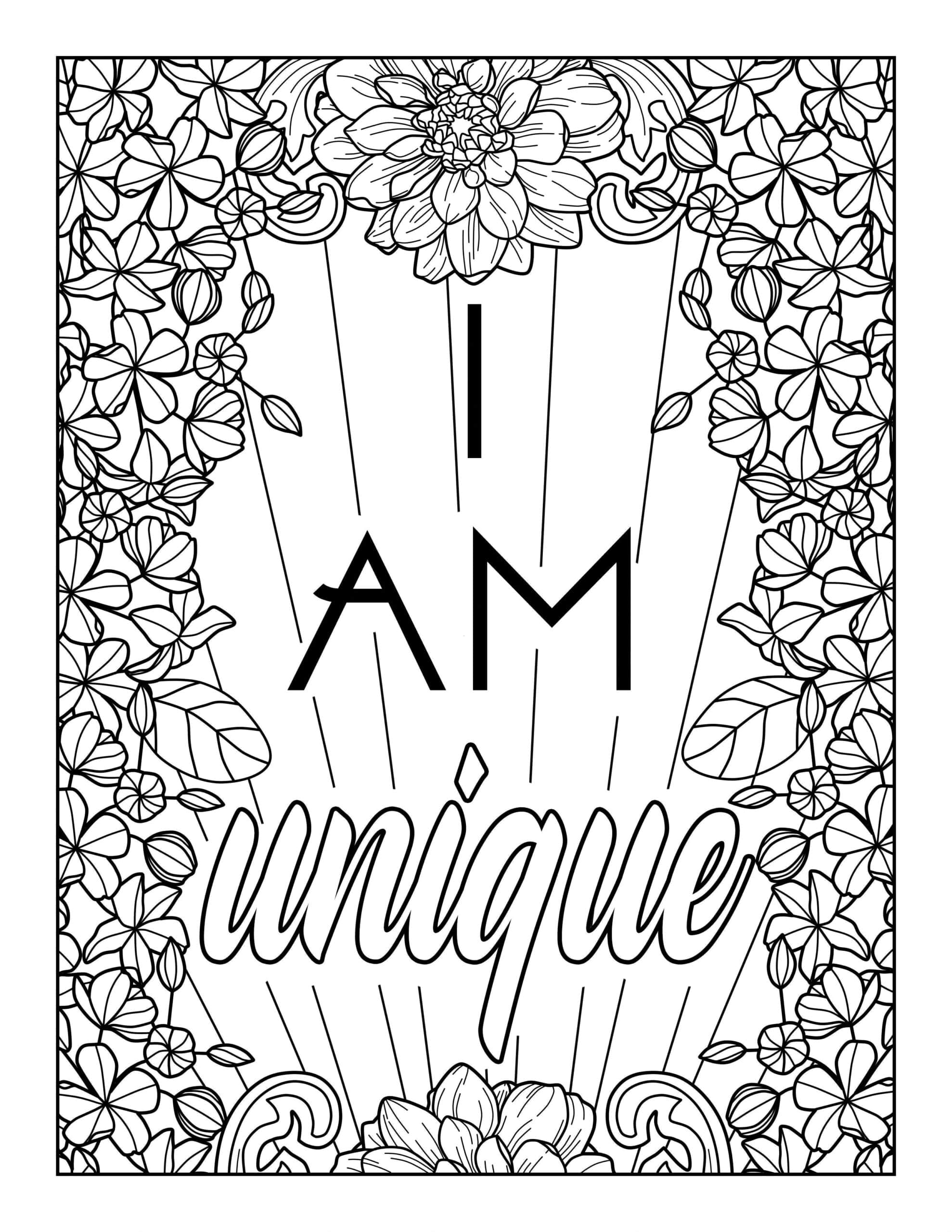 Positive affirmations coloring pages