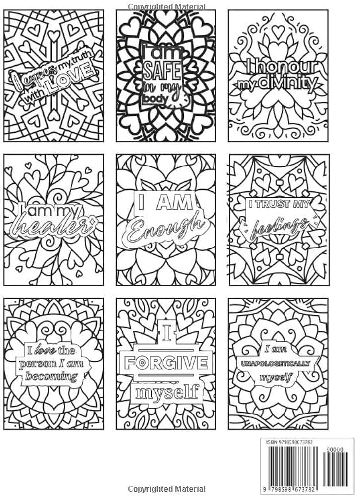 Love yourself positive affirmation coloring book for adults and teens self