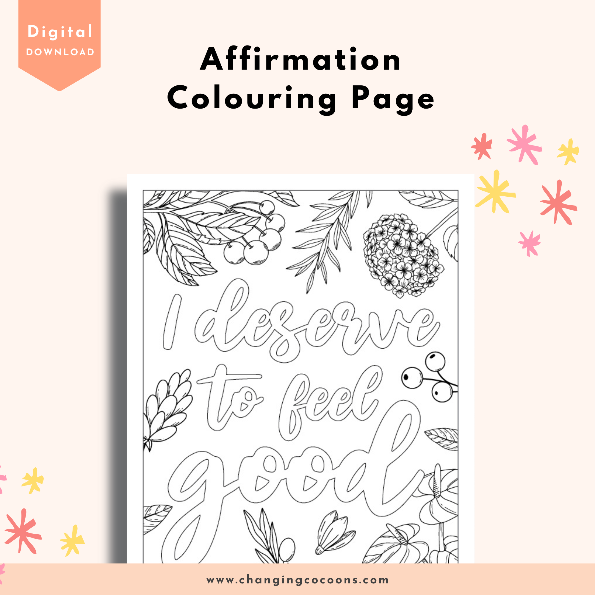 Affirmation colouring page