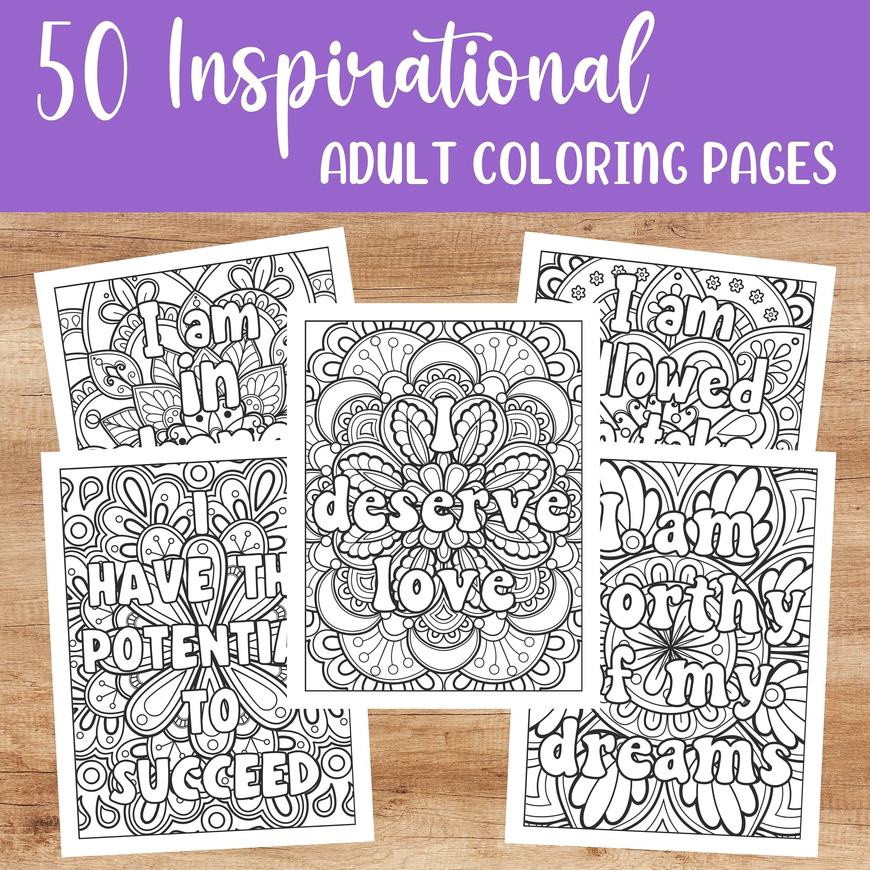 Coloring pages for adults and teens printable inspirational affirmation self care sheets instant digital download download now