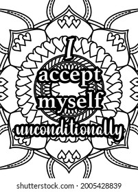 Mandala coloring pages motivational inspirational quotes stock illustration