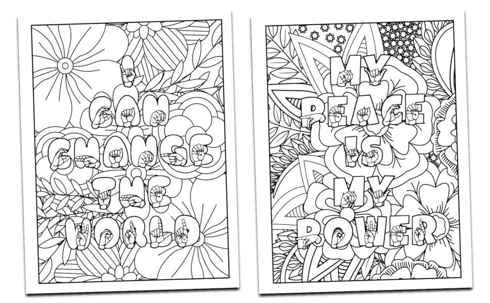 Asl positive affirmations adult coloring book be inspired as you embrace your inner awesomeness lingo able books