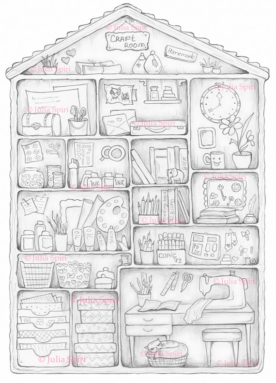 Coloring pages digital stamp digi crafting whimsy books pencils ink house home wishi markers sewing machine crafter cards craft room instant download