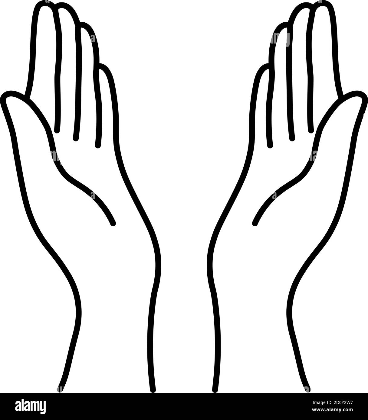Thin line prayer hands black icon stock vector image art