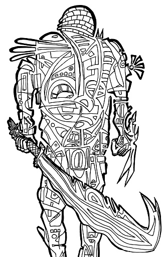 Ready to war warrior coloring page stock illustration