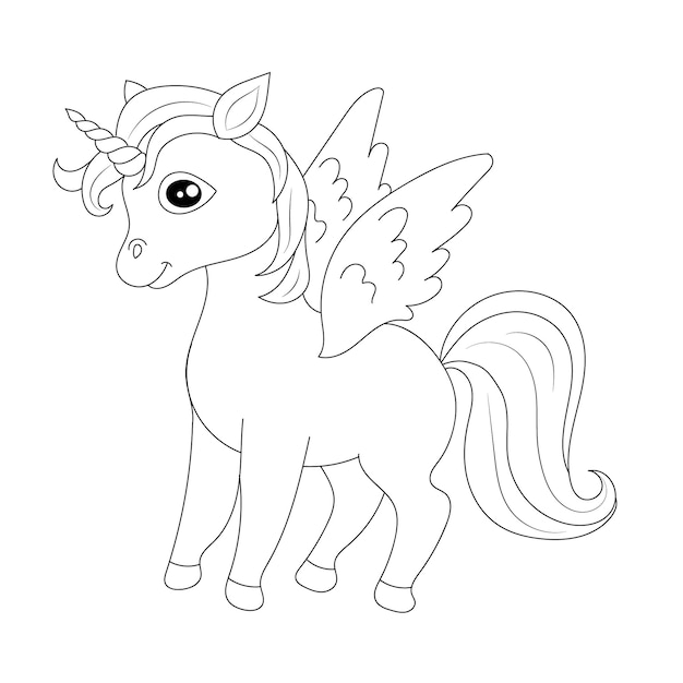 Premium vector unicorn kids coloring page vector blank printable design for children to fill in free vector