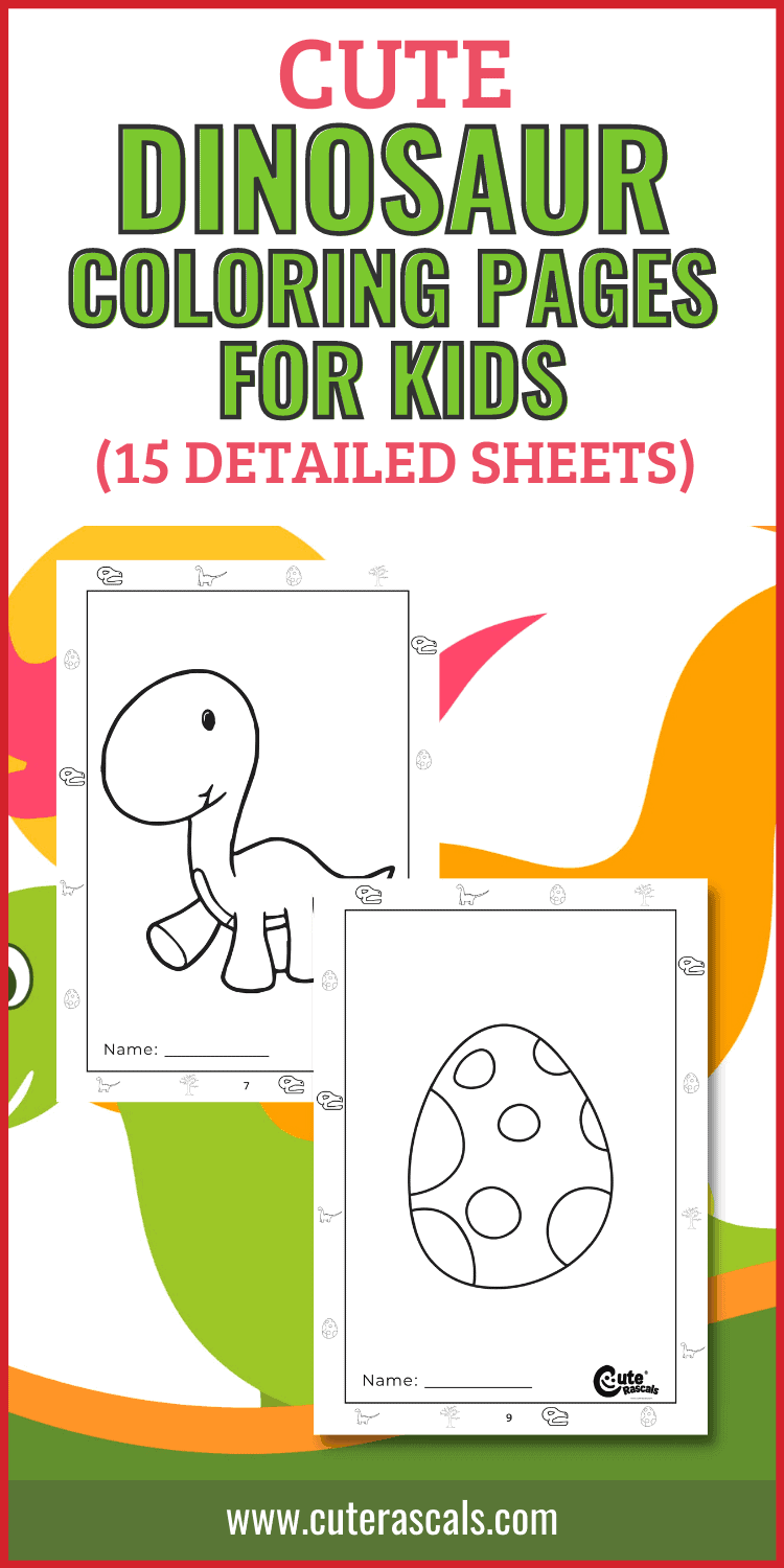 Cute dinosaur coloring pages for kids detailed sheets