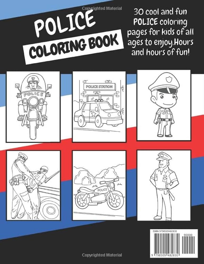 Police loring book for kids ages