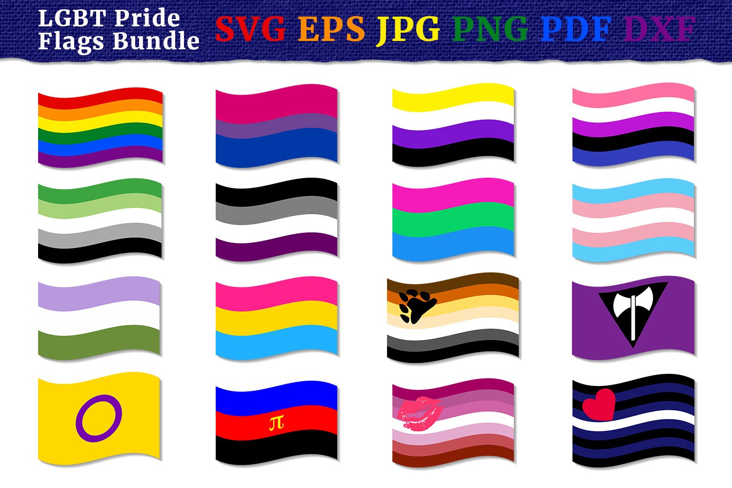 Lgbt pride flags bundle svg sublimation design