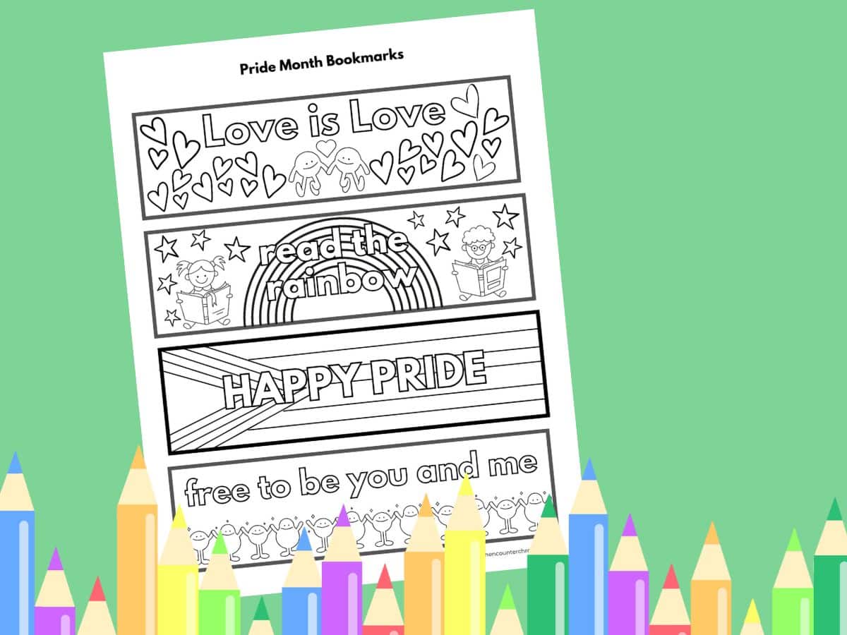 Printable pride bookmarks to color