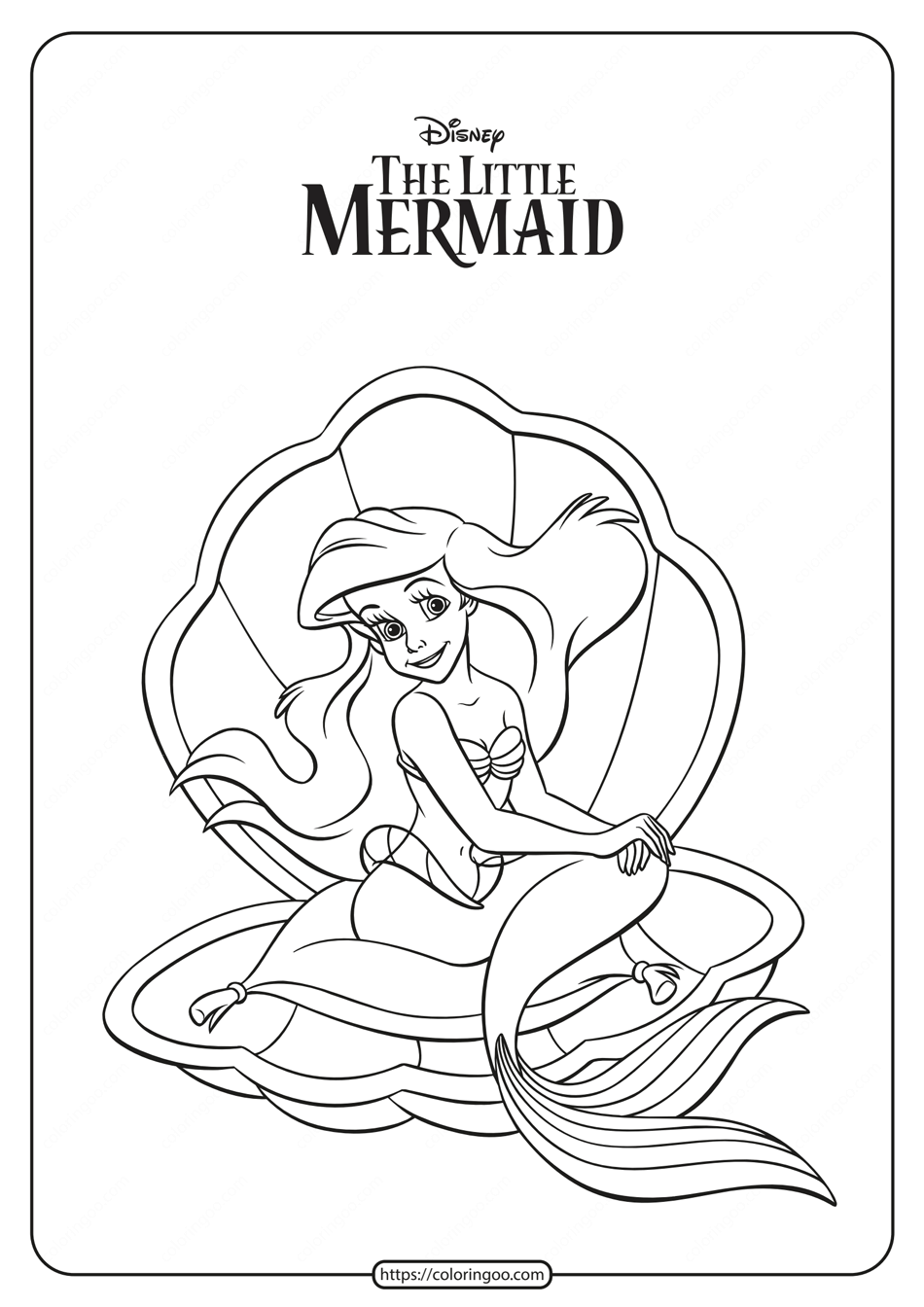 Printable princess ariel coloring pages
