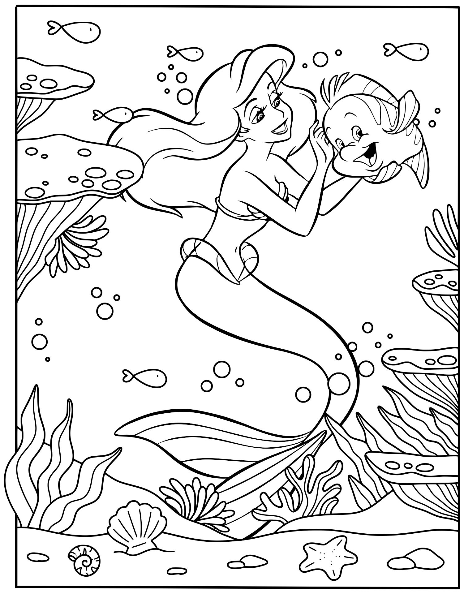 Best disney princess ariel coloring pages printable pdf for free at