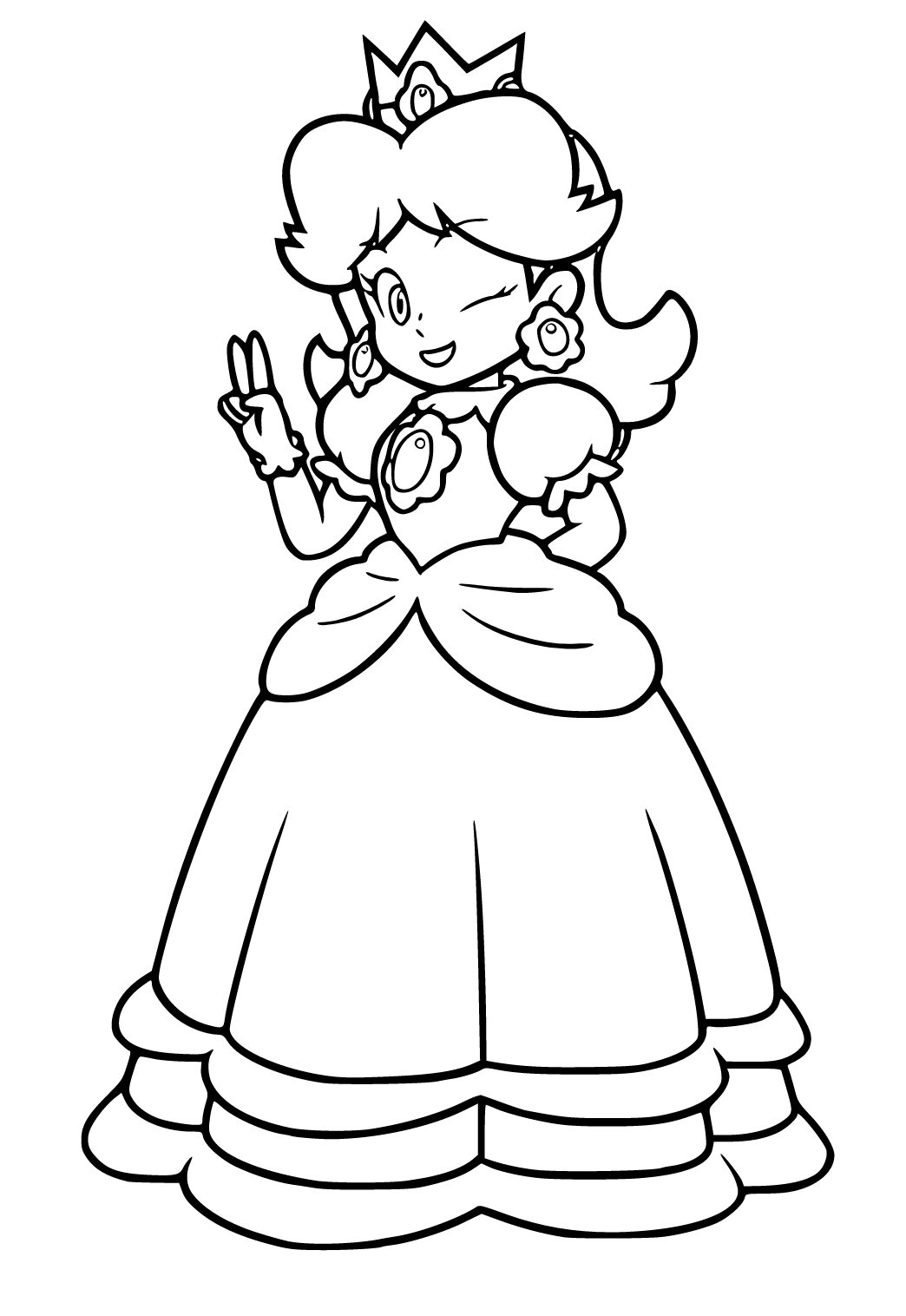 Free printable princess daisy victory coloring page sheet and picture for adults and kids girls and boys