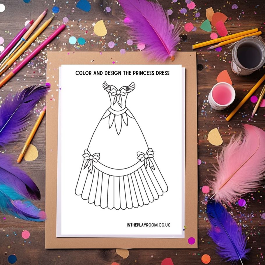 Free printable princess dress loring pages for kids