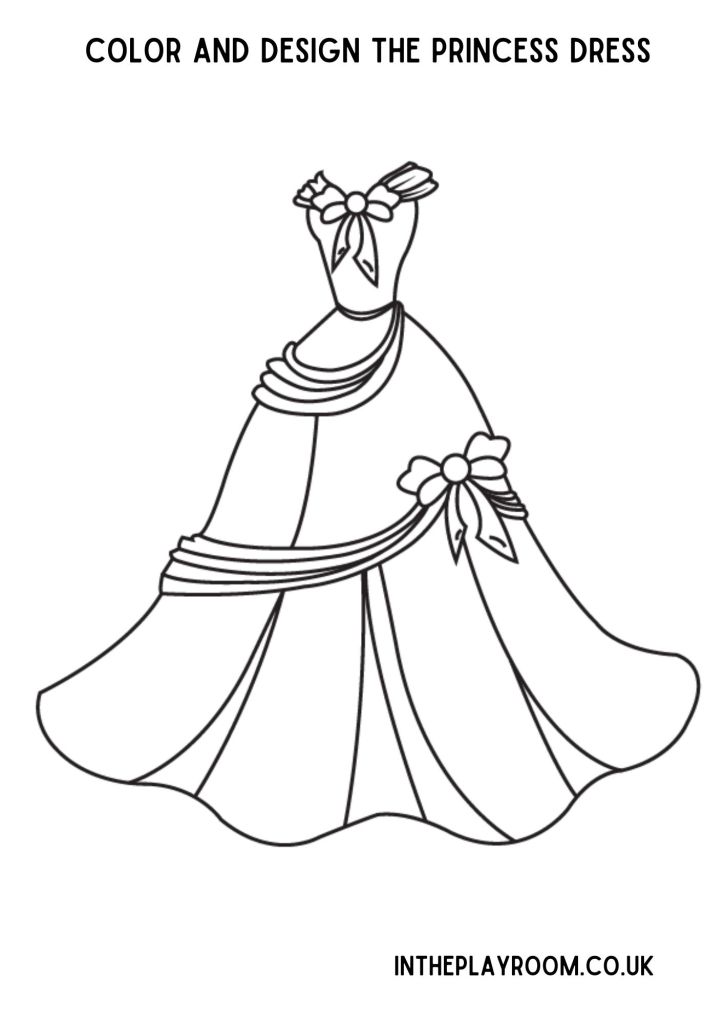 Free printable princess dress loring pages for kids