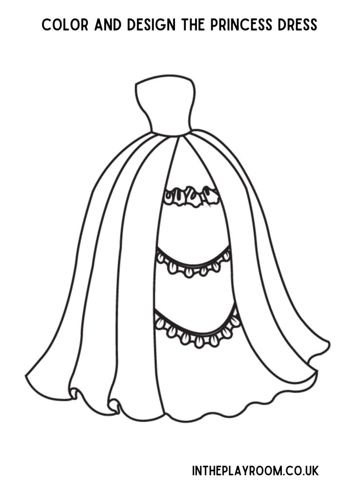 Free printable princess dress loring pages for kids