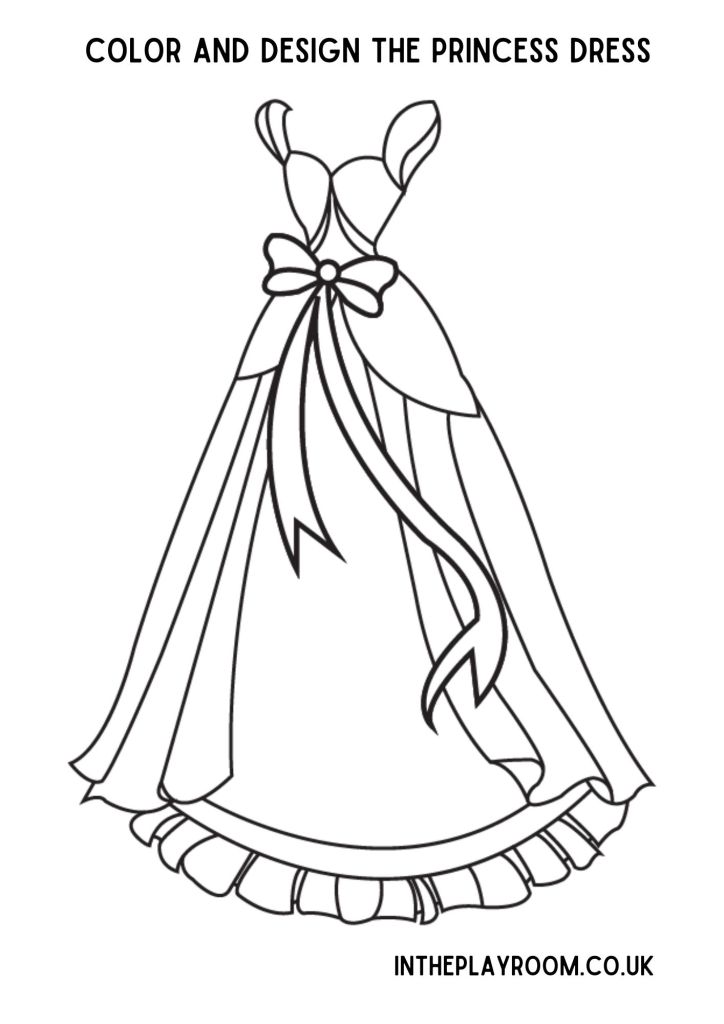 Free printable princess dress loring pages for kids