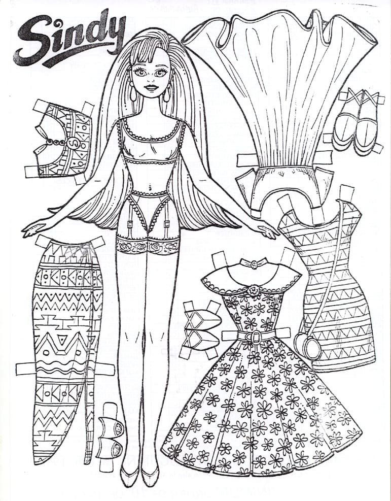 Paper doll coloring pages printable for free download