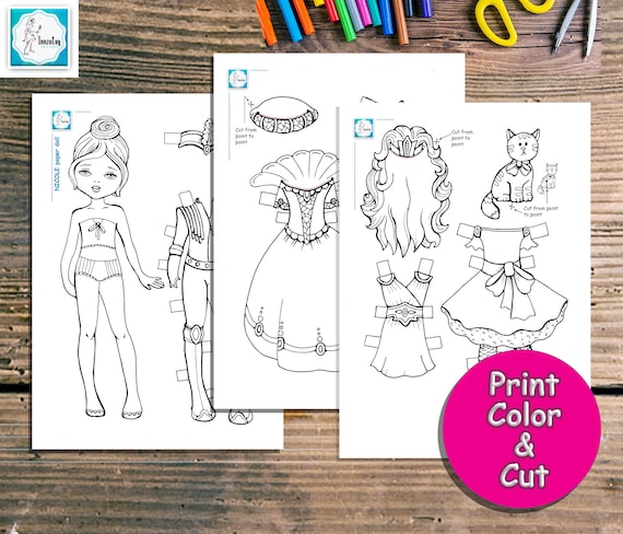 Digital paper doll coloring pages pdf princess paper doll paper doll printable dress up coloring sheets cute sisters collection download now