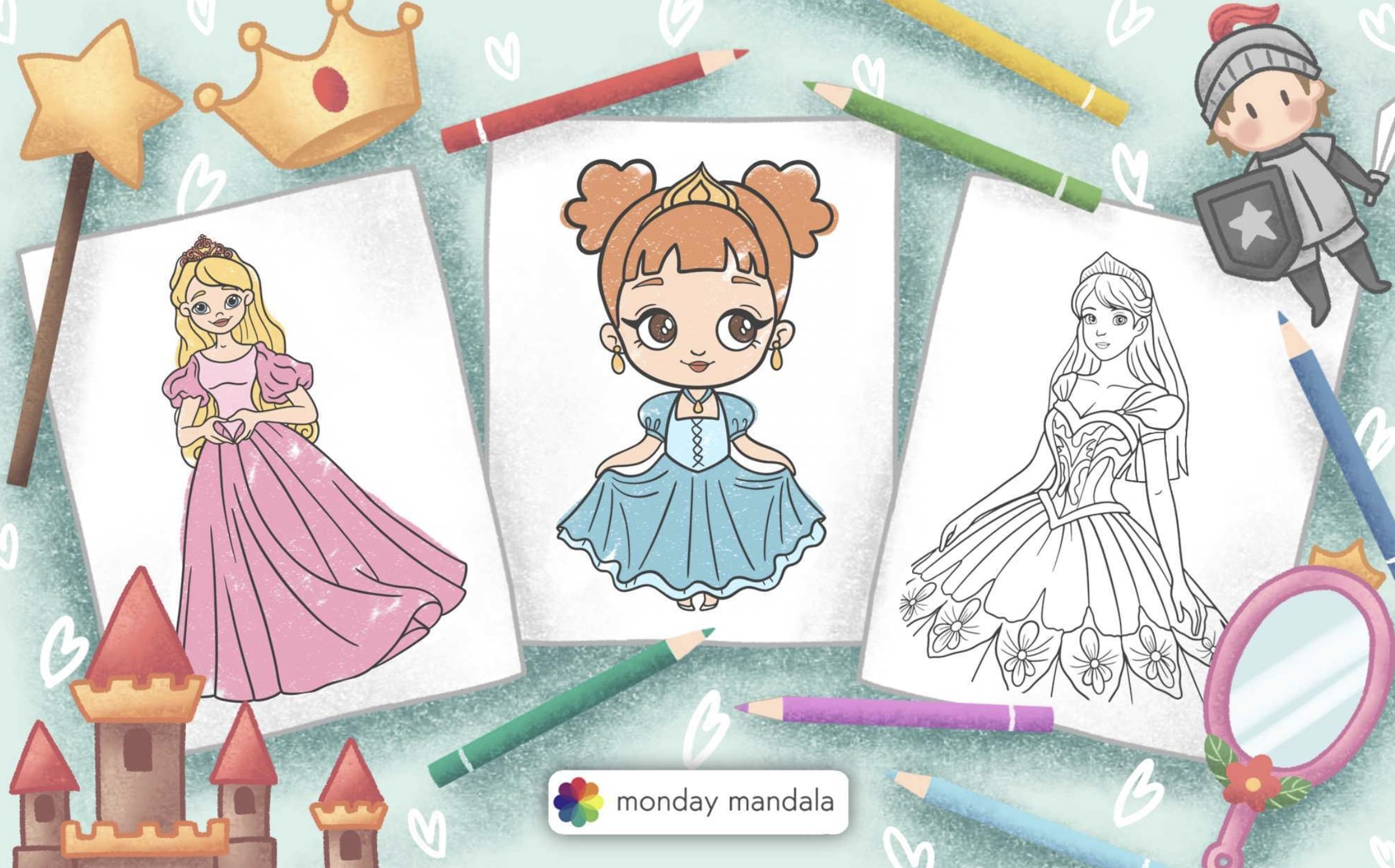 Princess coloring pages free pdf printables