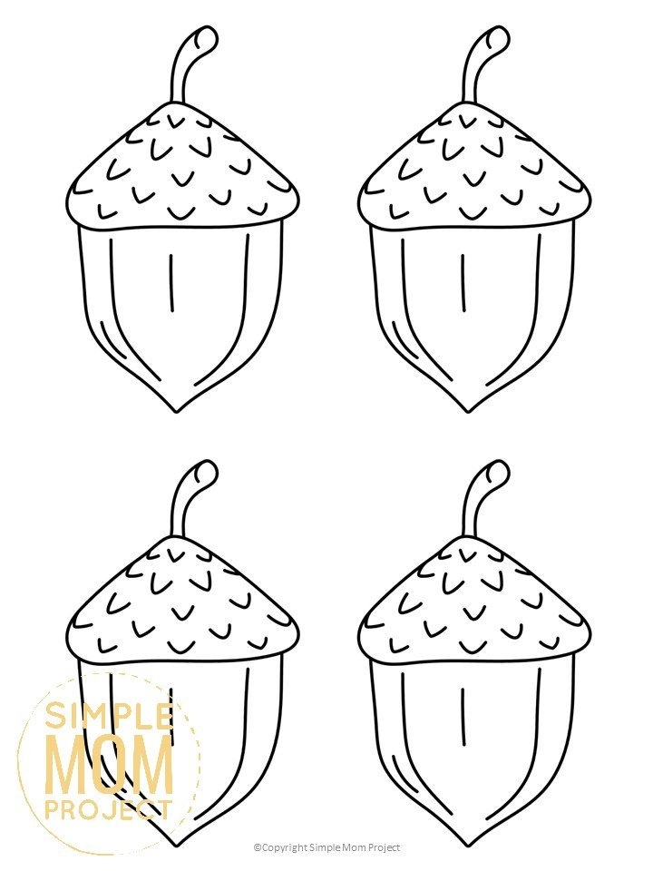 Free printable large medium and small acorn templates â simple mom project