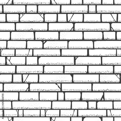 Brick wall sketch pattern walls vector blank building bricks texture frame white background vector