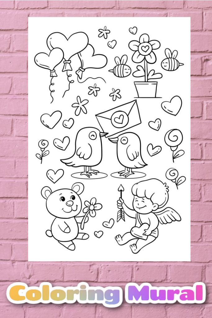 Printable valentines day mural big coloring page poster kids activities blog