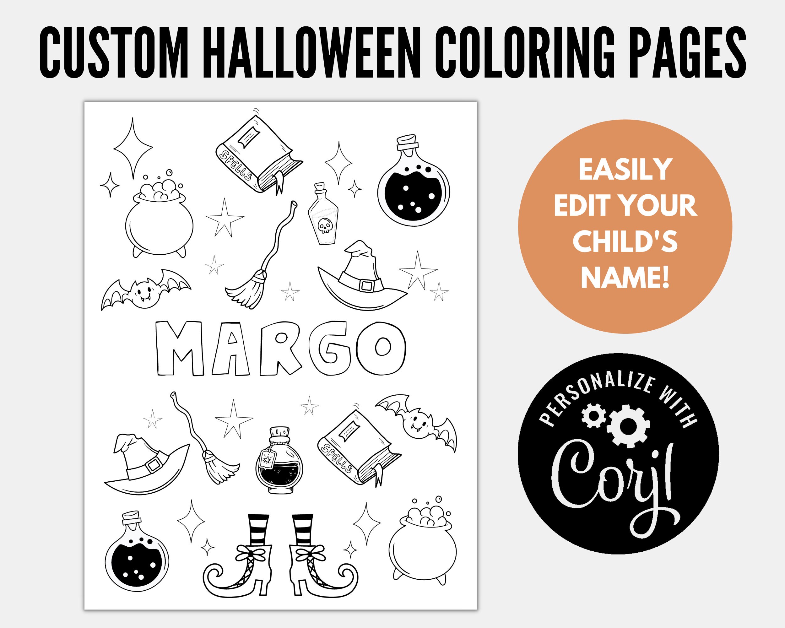 Custom name halloween printable coloring pages for kids fall coloring pages printable