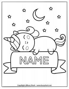 Unicorn editable name coloring pages free printable