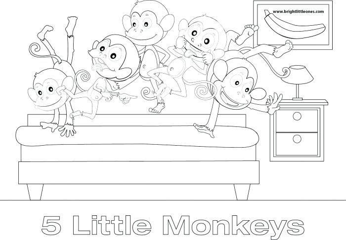 Five little monkeys jumping on the bed little monkeys five little monkeys monkey coloring pages