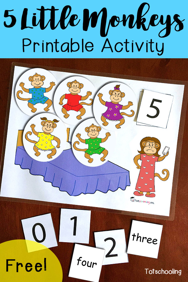 Five little monkeys jumping on the bed printable activity