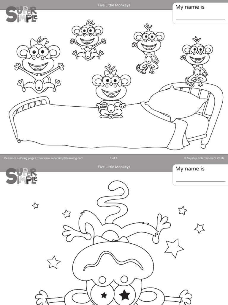 Five little monkeys coloring pages pdf