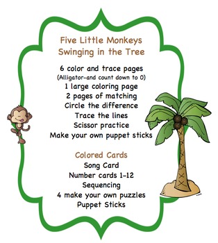 Five little monkeys swinging in a tree printable by preschool printable