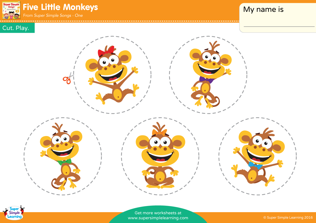 Five little monkeys play set