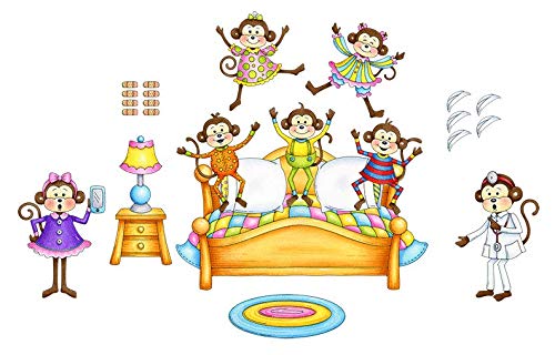Five little monkeys jumping on the bed felts flannel board story pieces precut plus coloringactivity pages lesson suggestions toys games