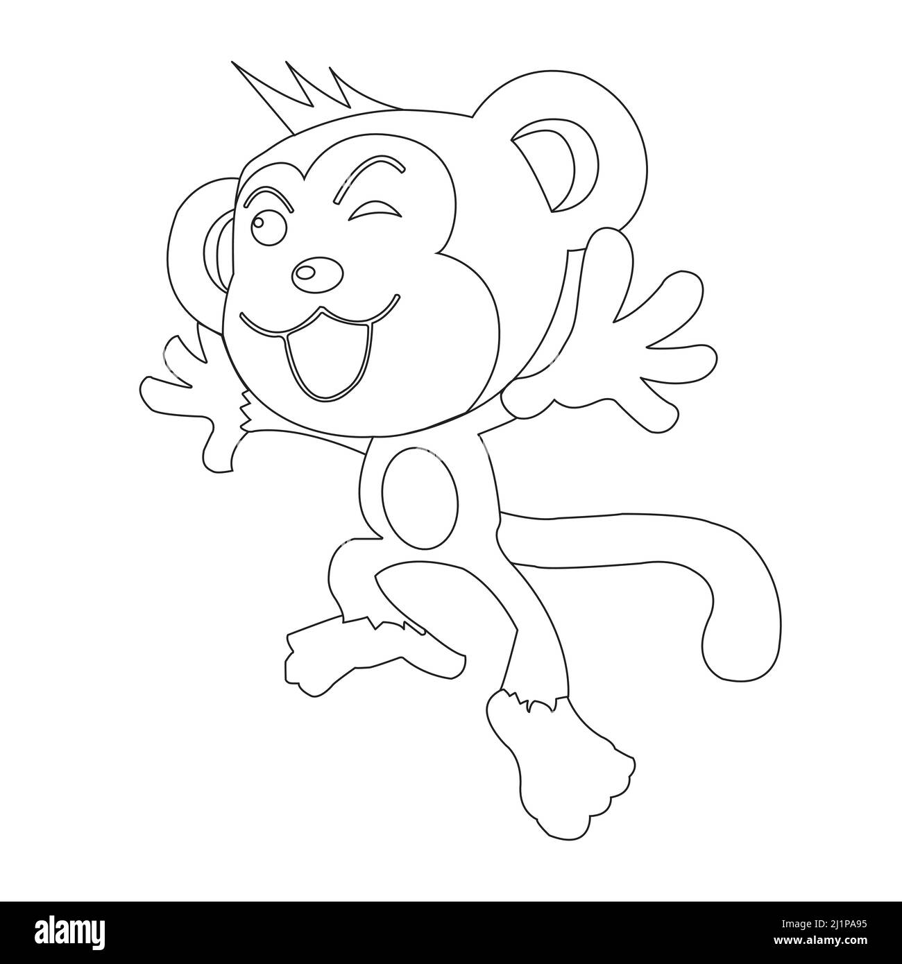 Cute little monkey outline coloring page for kids animal coloring book cartoon vector illustration stock vector image art