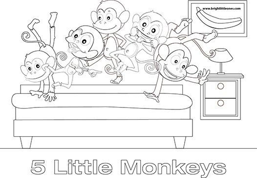 Little monkeys colouring sheet