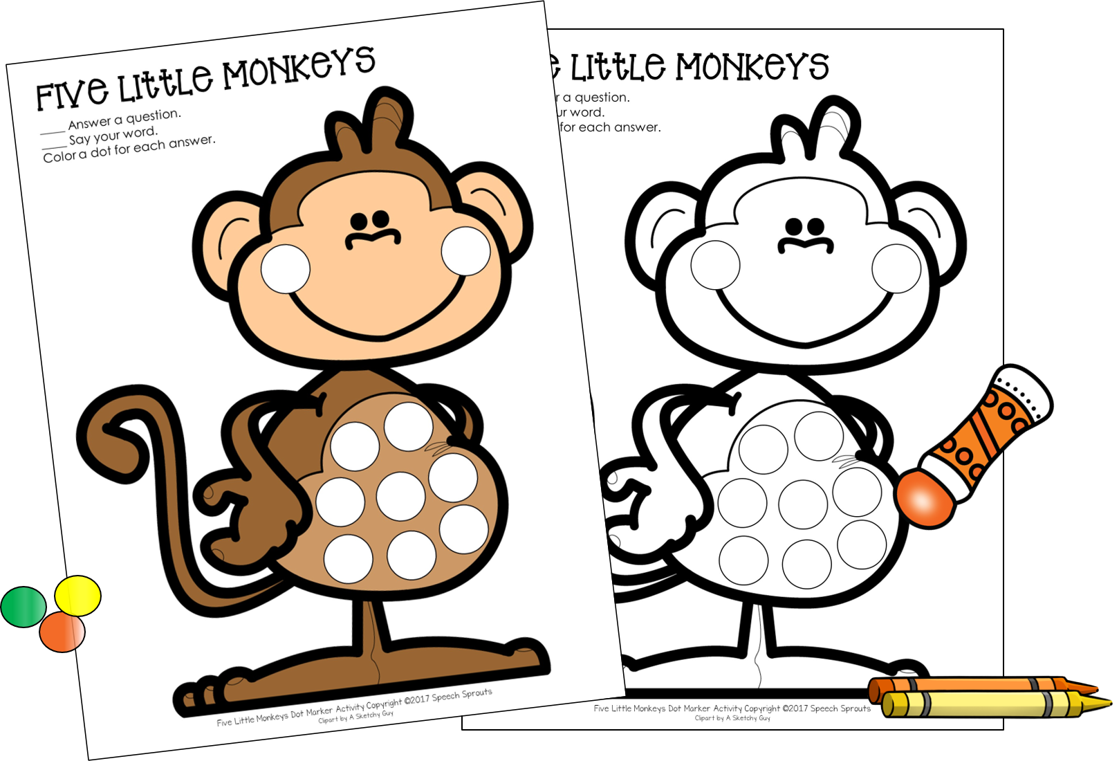 Five little monkeys dot marker freebie