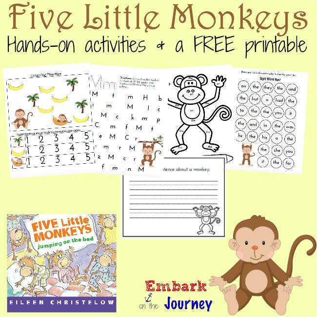 Free five little monkeys activities and printables