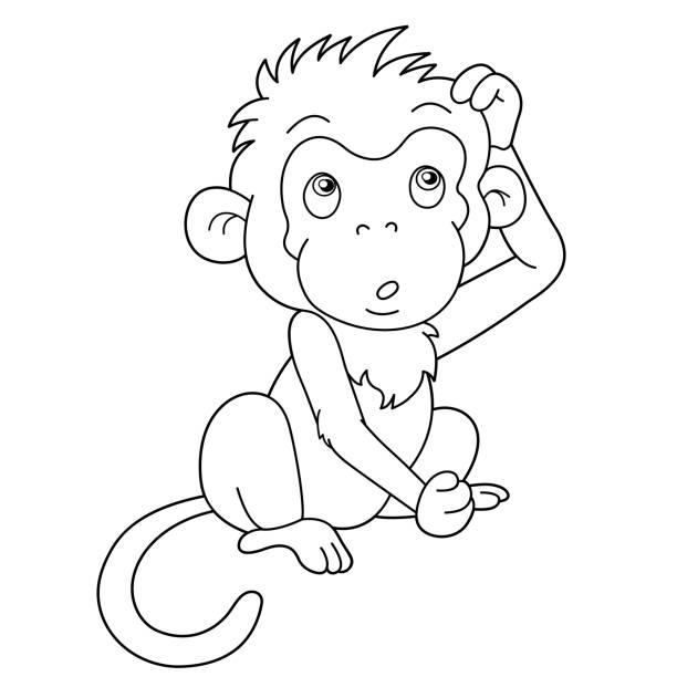 Cartoon of printable monkey stock illustrations royalty