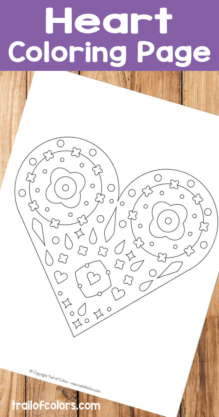 Heart coloring page for kids and grown ups