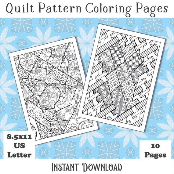 Quilt pattern printable coloring pages adult coloring activity instant digital download pattern pages