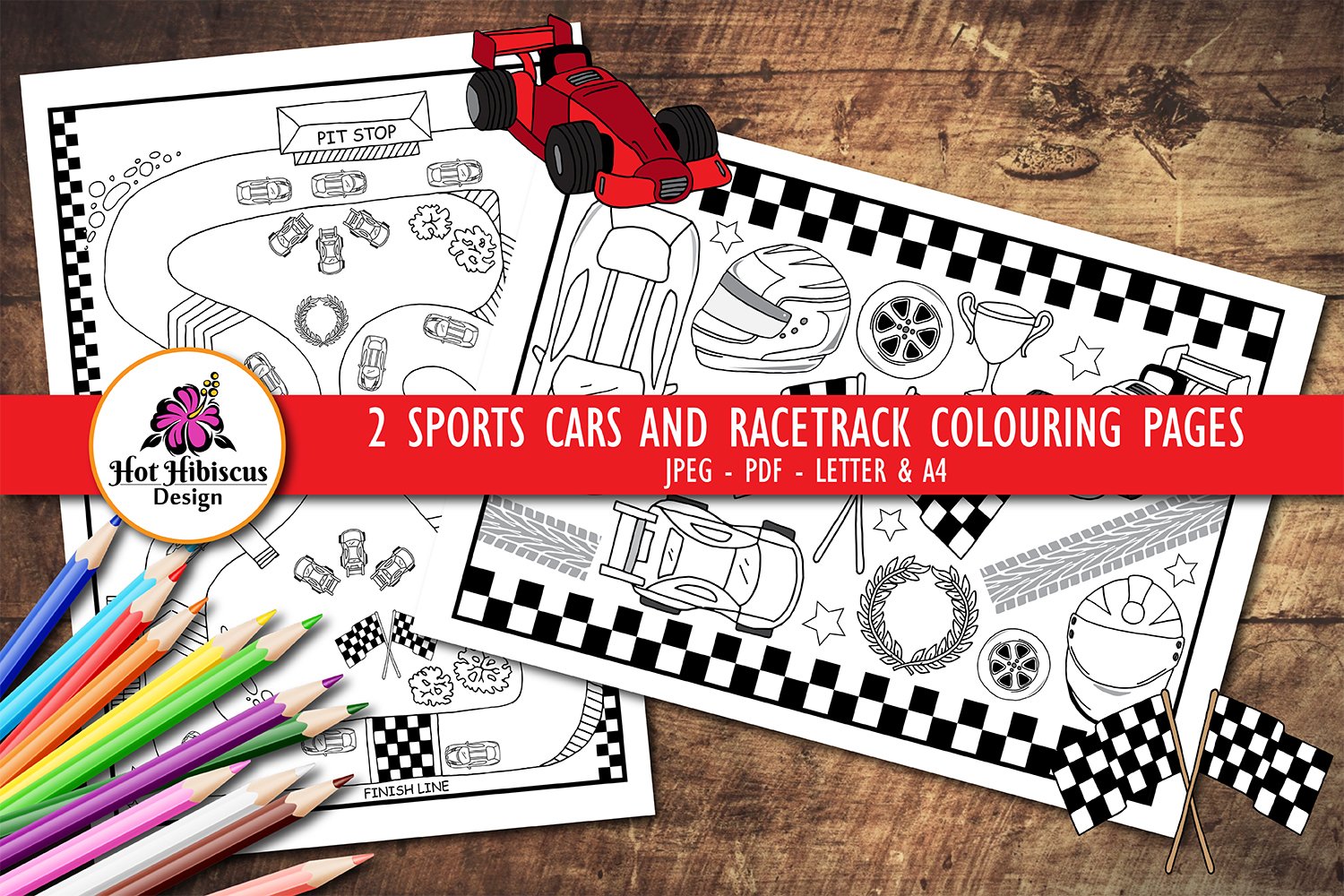Car coloring pages design bundles