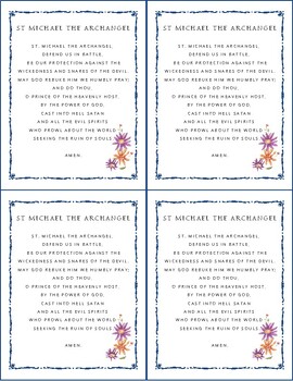 St michael prayer cards made by teachers