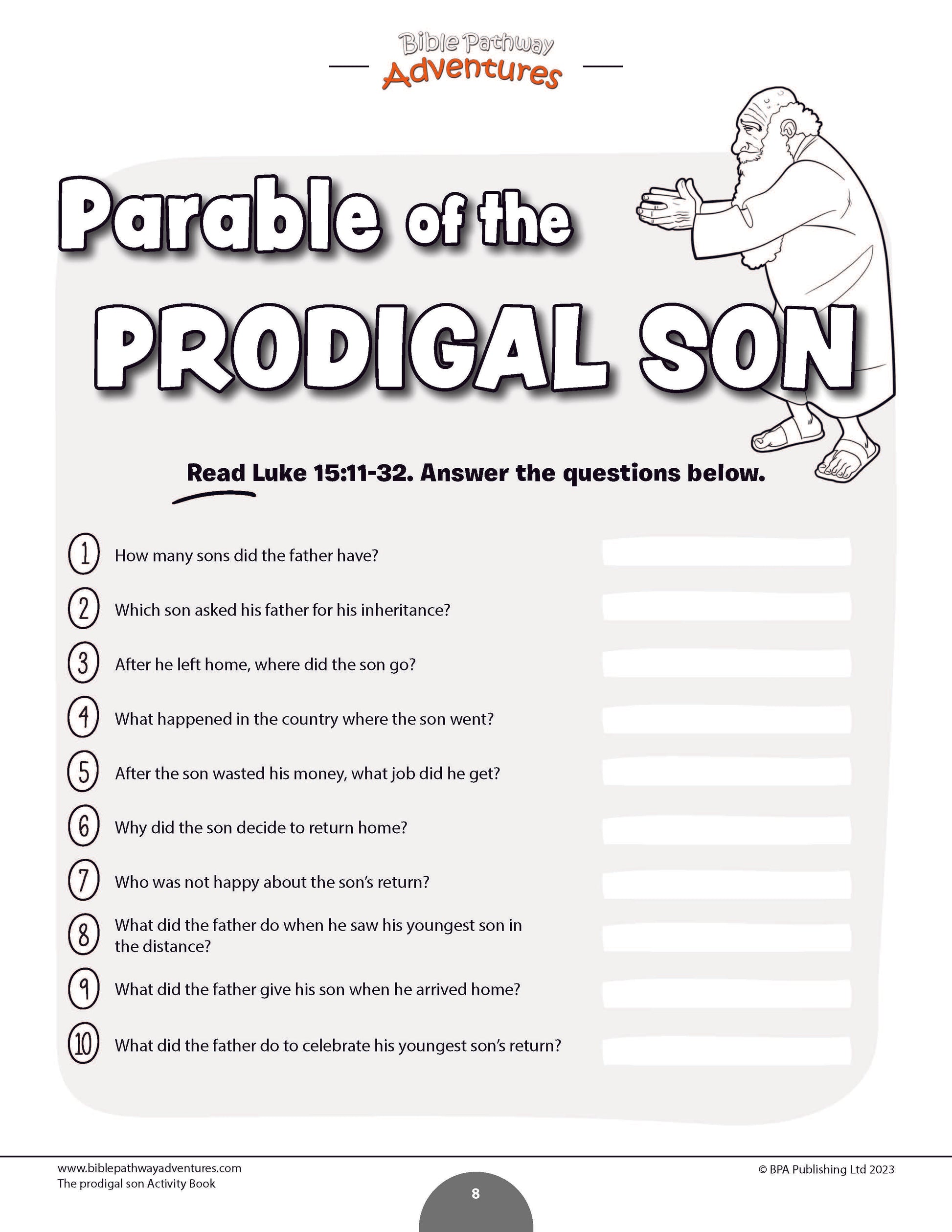 Parable of the prodigal son activity book pdf â bible pathway adventures