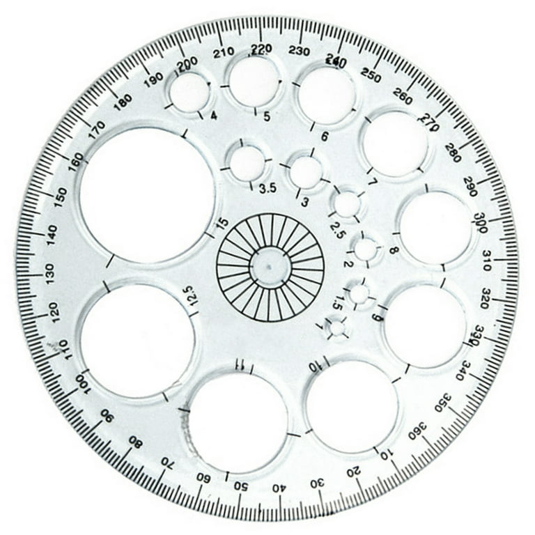 Degree protractor piece transparent circle maker inch protractor measuring tool for angle measurement making circles school student classroom