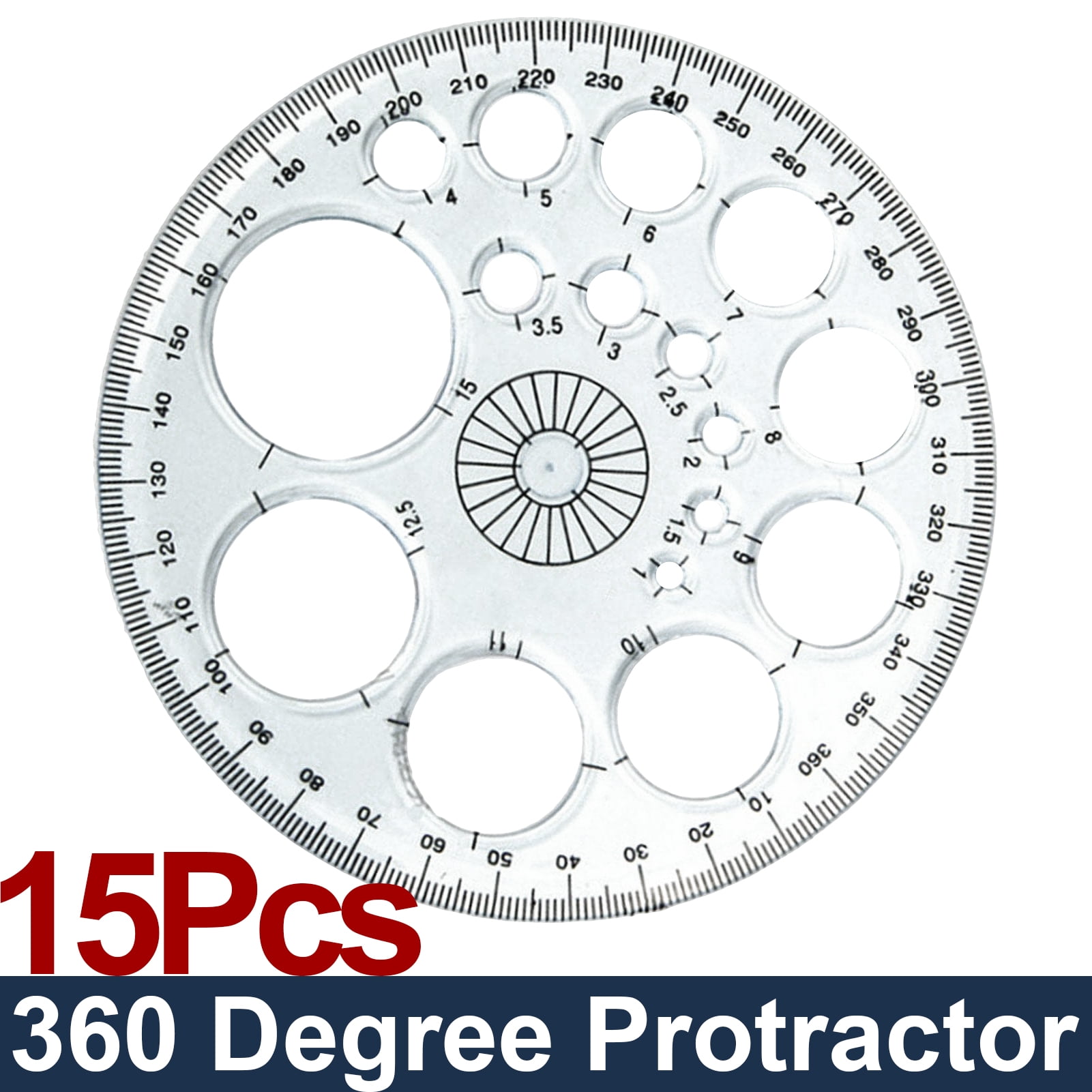 Degree protractor circle ruler pieces clear plastic protractor radius inch pass drawing ruler template for office school supplies