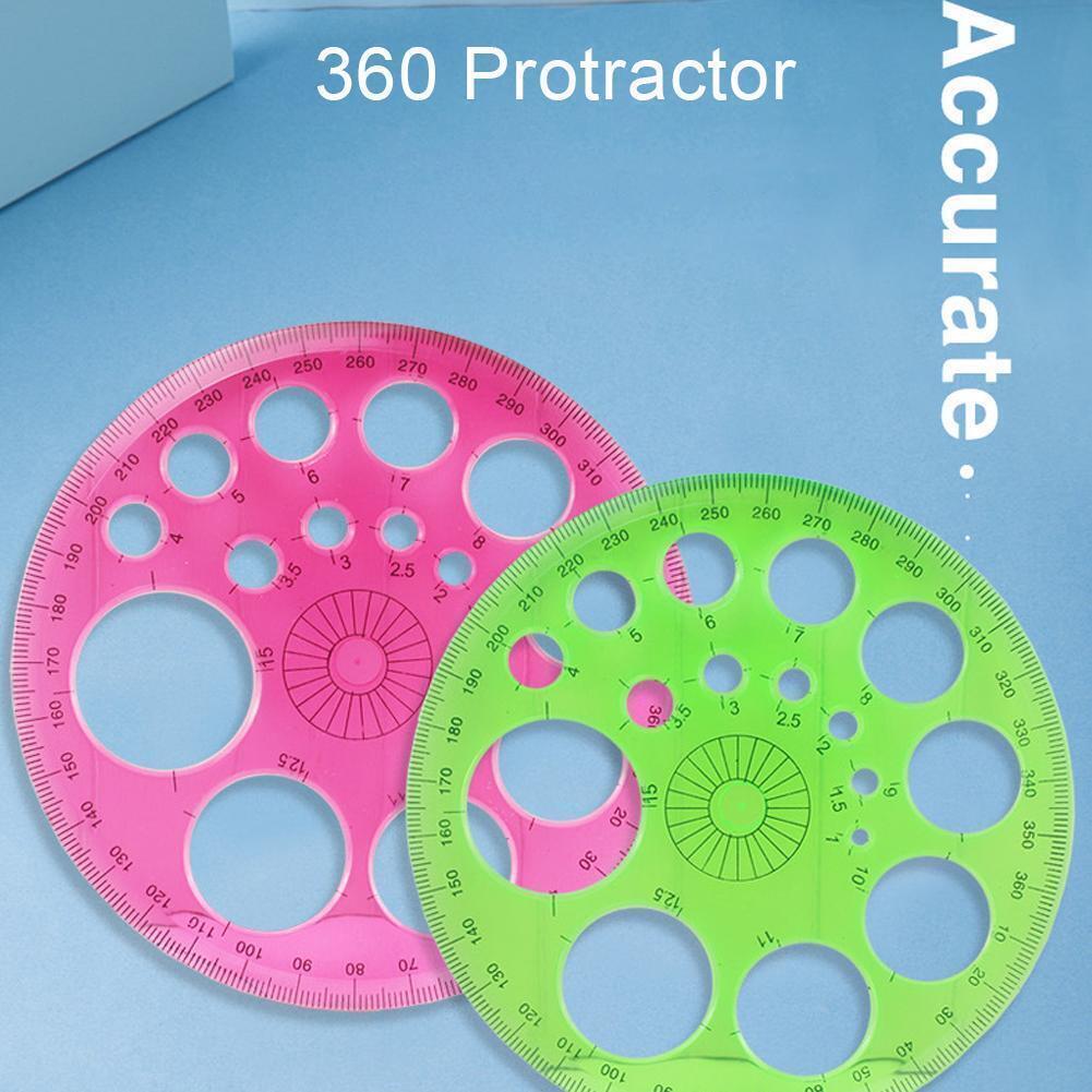 School drafting drawing tool degree ruler protractor round ruler template